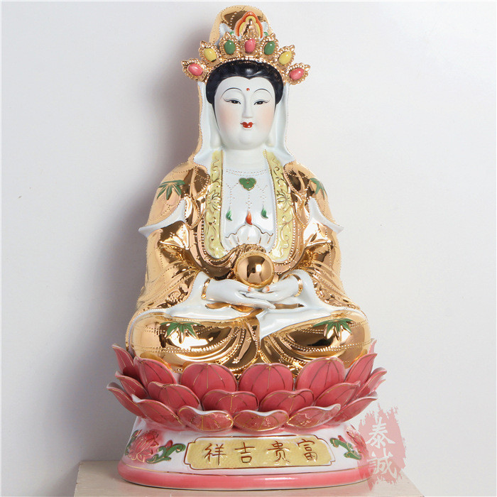 Golden body ceramic Guanyin ceramic Buddha statue handicraft Guanyin Buddha statue ornament TC-W02