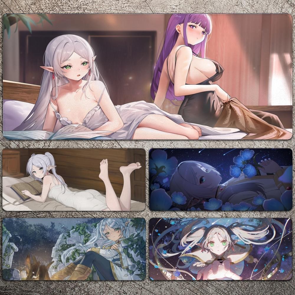 Hot Anime Frieren ที่งานศพ Mousepad แผ่นรองเมาส์สําหรับเล่นเกมขนาดใหญ่ LockEdge หนาแป้นพิมพ์คอมพิวเตอร์โต๊ะโต๊ะ