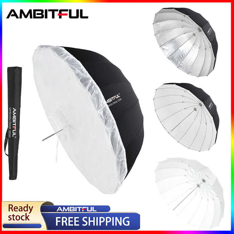 inch AMBITFUL 41 105cm Deep Parabolic Black Sier White Reflective Studio Light Umbrella Diffuser Co