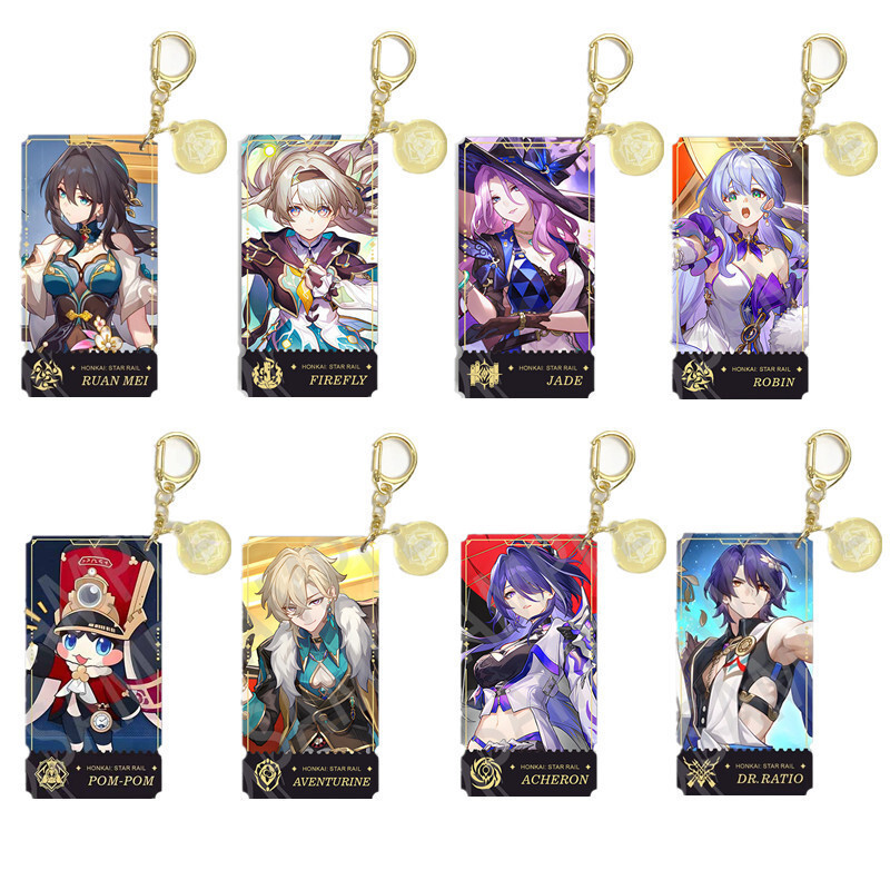 Honkai Star Rail Bilayer แผ่นอะคริลิคพวงกุญแจ Firefly Acheron Aventurine HuoHuo Ruan Mel Robin หยกกระเป๋าใบเตยเกมฉลองพวงกุญแจ
