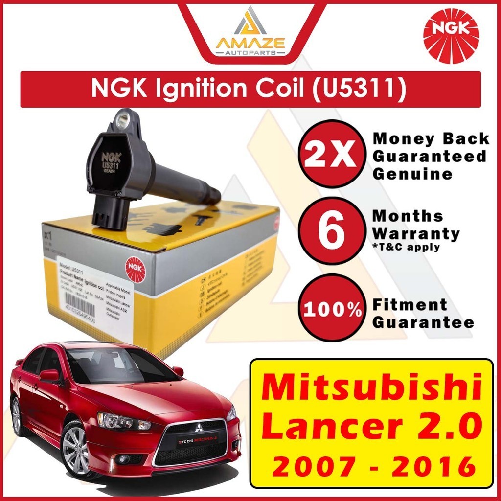 คอยล์จุดระเบิด NGK U5311 สําหรับ Mitsubishi Lancer (2007-2016)(Equals 1832A016) ปลั๊กคอยล์[Amaze Aut