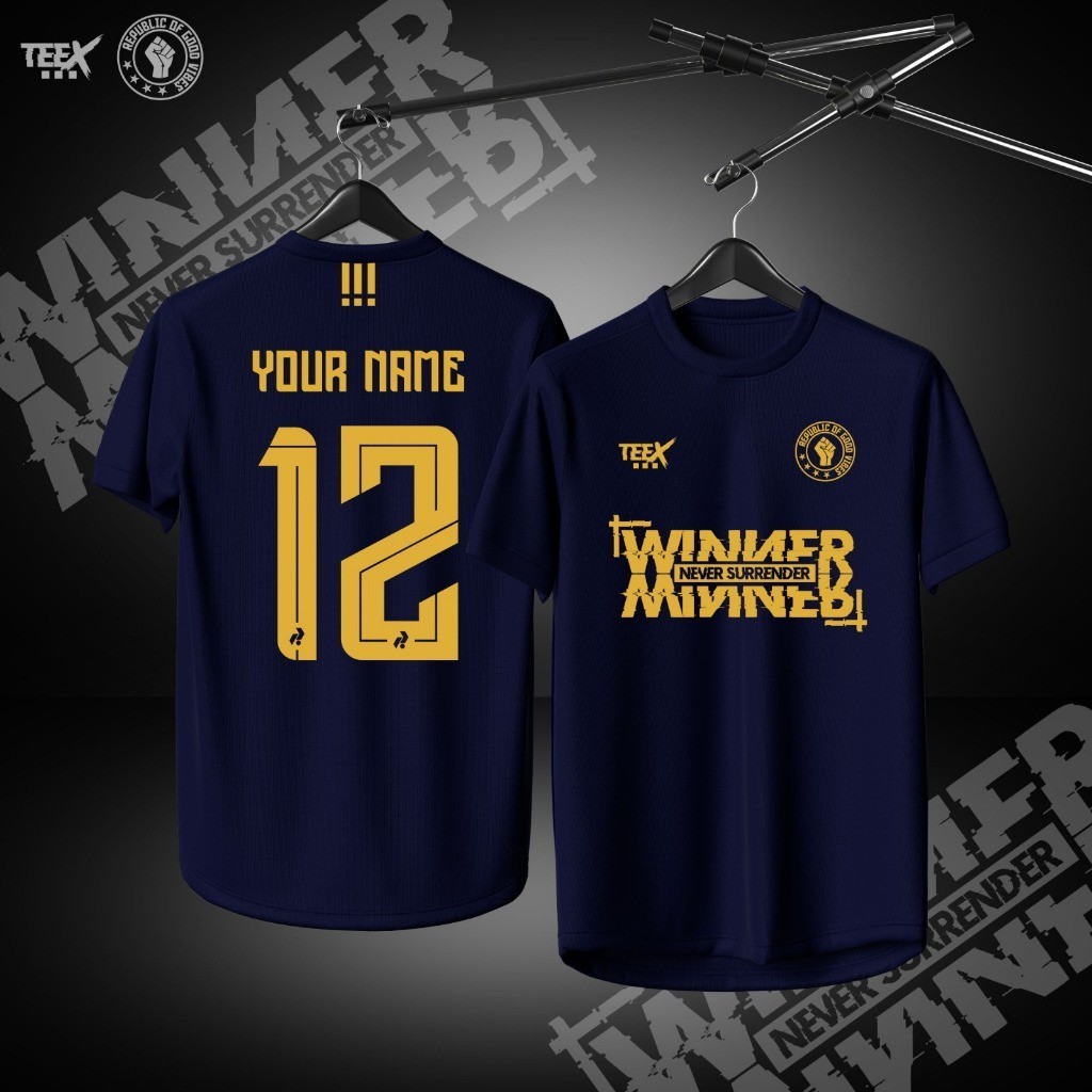 Winner NEVER SURRENDER Jersey Custom Name FREE Jersey Custom Design Name and Number Jersey Bola Football Futsal Jersey