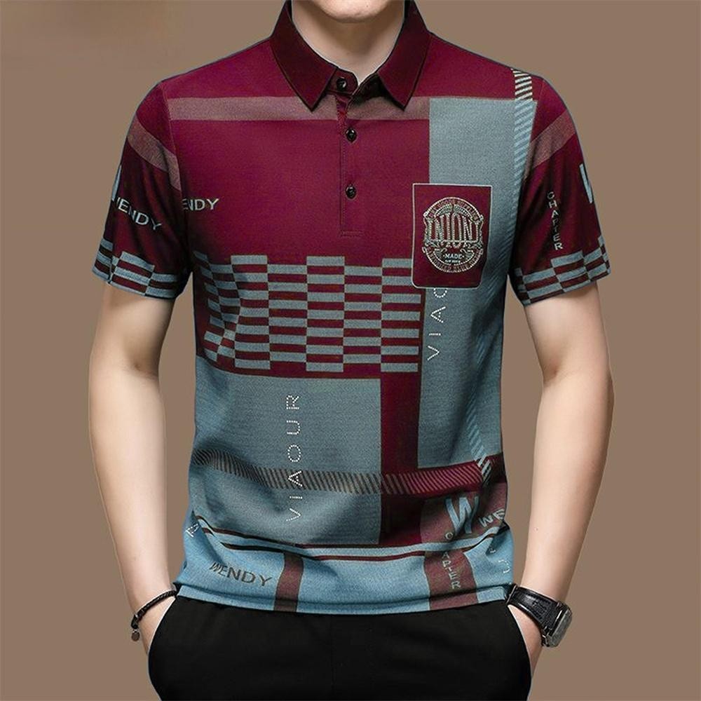 โปโลผู้ชาย เสื้อโปโลแขนสั้นฤดูร้อน เสื้อระบายอากาศ กอล์ฟ กลางแจ้ง 01