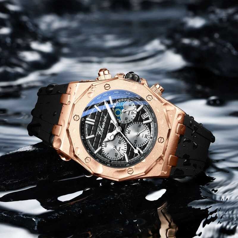 ▥ CHENXI นาฬิกาสําหรับชายควอตซ์กันน้ํากีฬาผู้ชายนาฬิกาซิลิโคน Chronograph ปฏิทินนาฬิกาข้อมือส่อ
