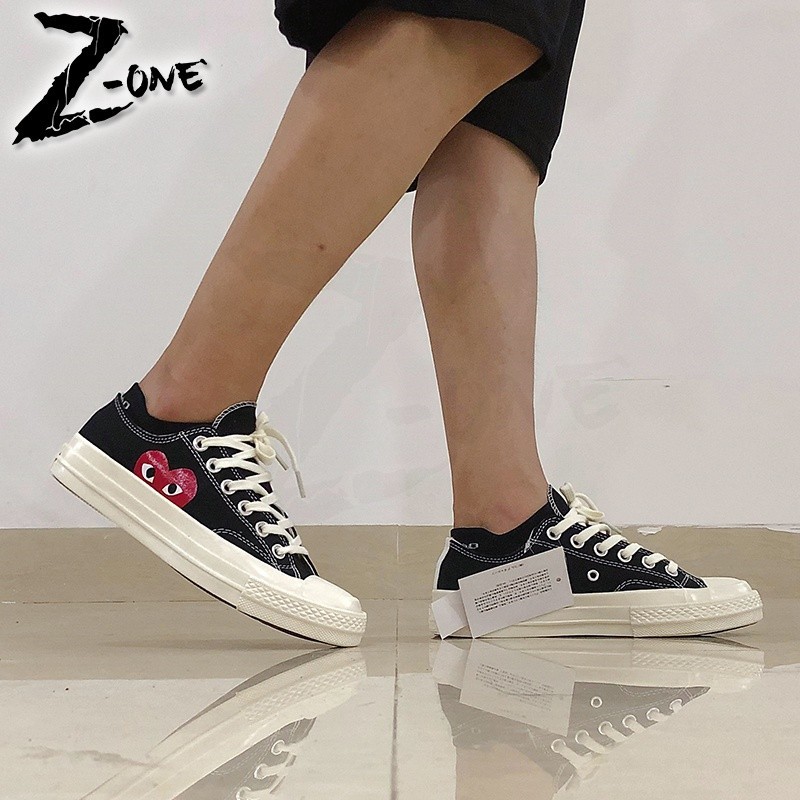 ♞CDG Play Comme des Garçons X Converse Chuck Taylor All Star 1970s Red Heart Low Cut Unisex พร้อมกล