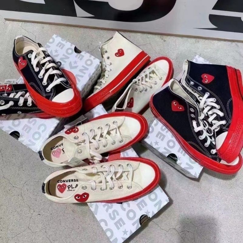 ♞,♘,♙Converse X Comme des Garcons CDG play Chuck Taylor 70 รองเท้า sports