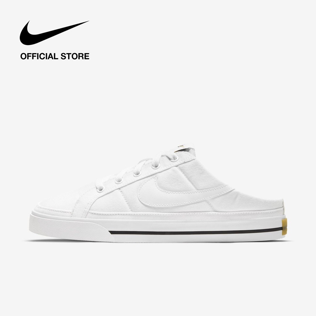 Nike Court Legacy Mule รองเท้าผ้าใบลําลอง ระบายอากาศ สีขาว แฟชั่นสําหรับสตรี