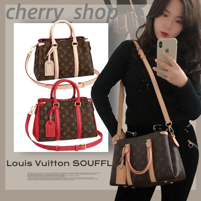 ♞,♘หลุยส์วิตตอง/Louis Vuitton SOUFFLOT BB handbag/ผู้หญิง/กระเป๋าสะพาย/กระเป๋าถือ