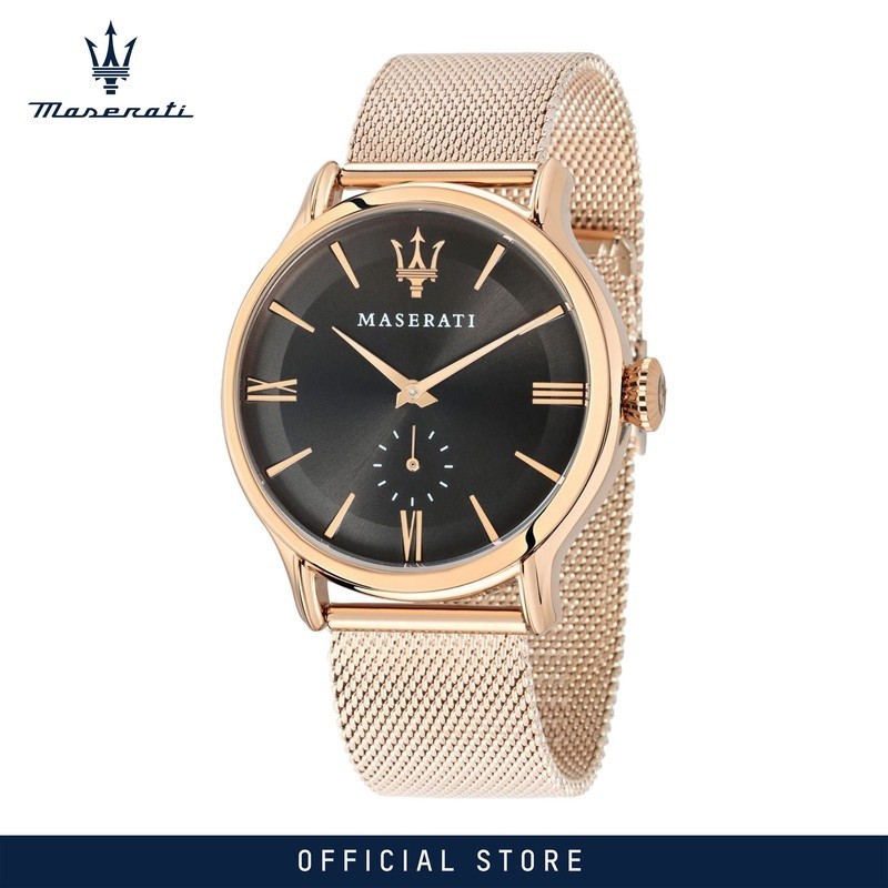 【2 Years Warranty】 Maserati Epoca 42mm Rose Gold Stainless Steel Men's Quartz นาฬิกาข้อมือ R8853118