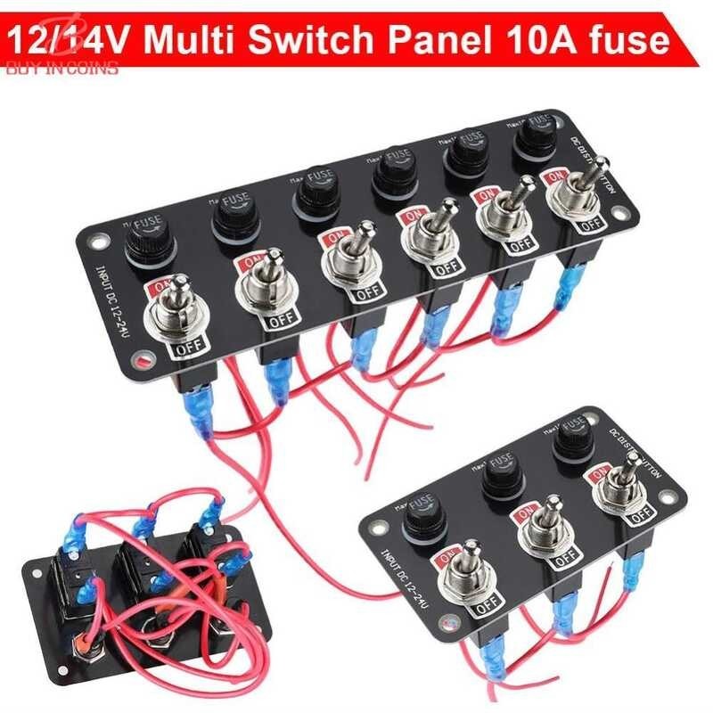BC 3 Gang/6 Gang Toggle Switch Panel On/Off Rocker Toggle Switch With 10A Fuse Racing Cars RV Campe