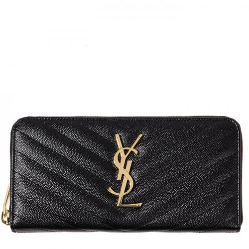 Yves Saint Laurent YSL กระเป๋าสตางค์ใบยาว 358094 Bow01 Monogram กระเป๋าหนัง ทรงกลม มีซิป RO11