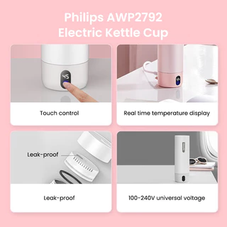 Philips Boiler GoZero AWP2792 กาต้มน้ําไฟฟ้าถ้วย 100-240V ถ้วยเก็บความร้อนขวดฉนวนสูญญากาศ 400ml