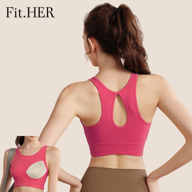 Fit HER One-piece กีฬา Bra ความแข ็ งแรงสูง Anti-shock โยคะ Bra รวบรวมหยดน ้ ํากลับความงามวิ ่ งฟิตเนส Tank Top หญิง