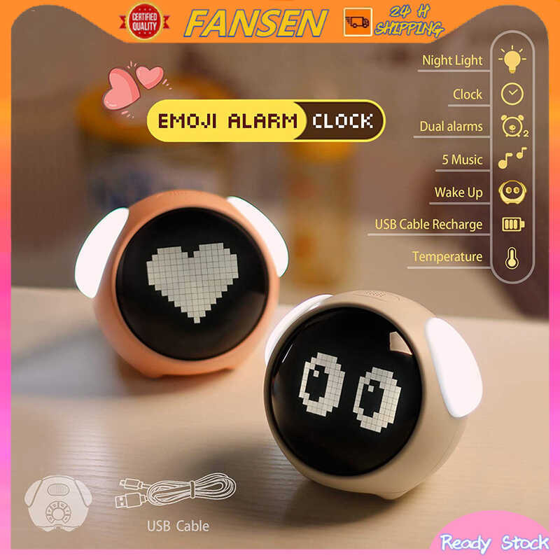 Emoji ⏰ Cute Alarm Kids Night Wake Up Electronic Multi Function Digital Led Luminous Light Table C