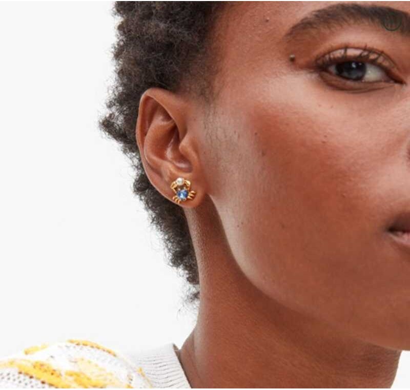 Brand American Niche Ks Asymmetric Design Crab Starfish Light Versatile Ins Earrings Sier