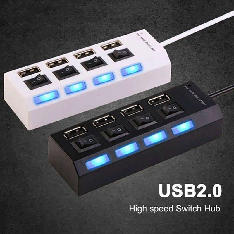 ฮับอะแดปเตอร์ USB 2.0 ความเร็วสูง 7 พอร์ต/4 พอร์ต LED ซ็อกเก็ตฮับหลายพอร์ตขับเคลื่อนสวิตช์เปิด/ปิดเครื่องชาร์จ Splitter สําหรับแล็ปท็อปพีซี