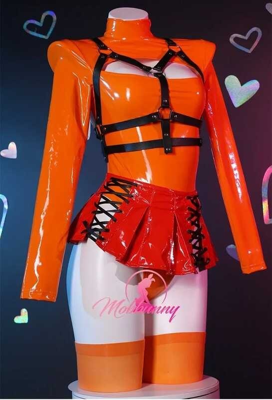 ผู้หญิง Mobbenny Velma อนุพันธ์เซ็กซี่ชุดชั้นในสีส้มเปิดห