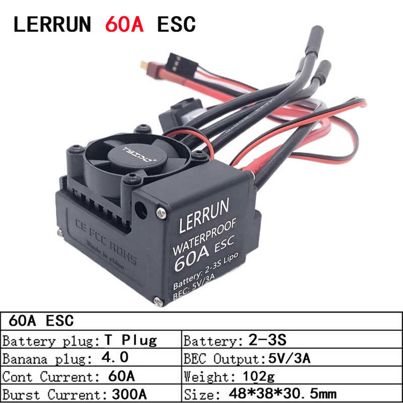 ❤️ กันน้ํา 1:10 1:12 1:14 RC Part F540 3300Kv 4370Kv มอเตอร์ไร้แปรง 60A ESC สําหรับ Wltoys 1240