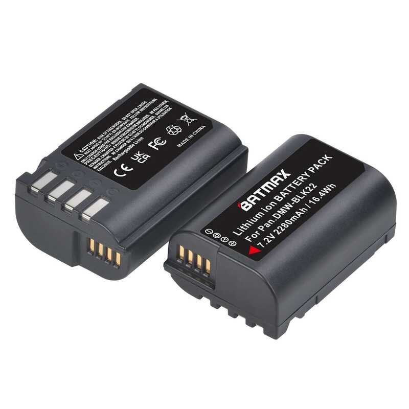 ❤️ Batmax แบตเตอรี่กล้อง Blk22 Dmw-Blk22 2280มิลลิแอมป์ต่อชั่วโมง + ที่ชาร์จ USB แบบคู่พร้อมพอร