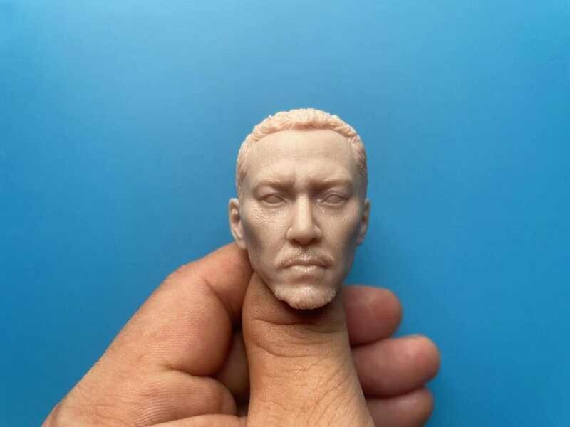 1/6 ทหารมนุษย์ความตึงเครียด Zhen หัวแกะสลักแม่พิมพ์สีขาวรุ่น PVC