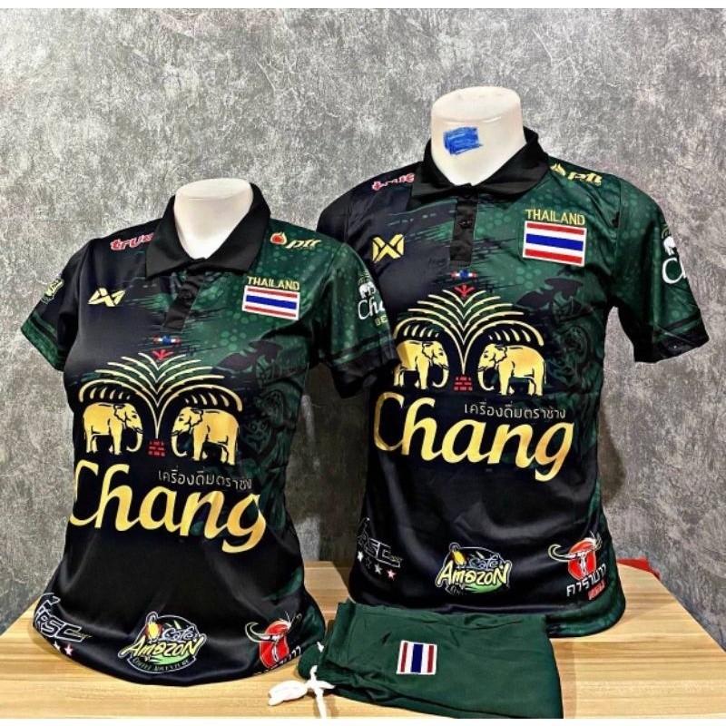 [พร้อมส่ง] เสื้อโปโล ลายช้างไทย สีขาว