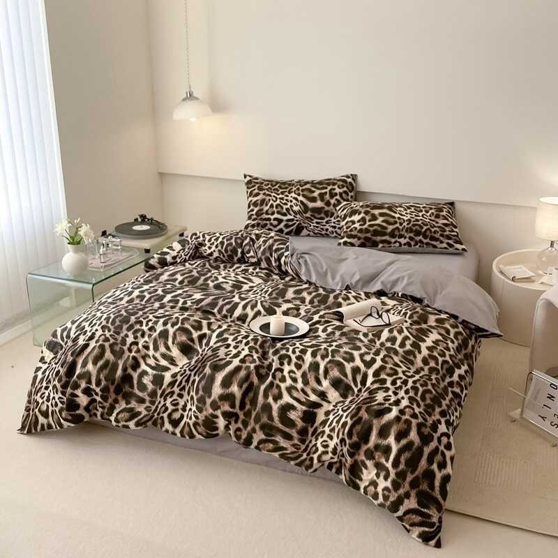 Set Bedding High Quality Leopard Printing Quilt Cover Set Single Double Queen Size Duvet Cover Set