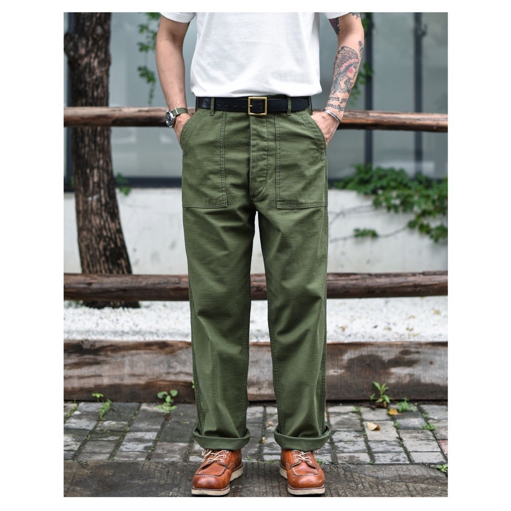 Saucezhan OG-107 กางเกงขายาวลําลอง ผ้าฝ้ายซาติน ทรงหลวม สําหรับผู้ชาย