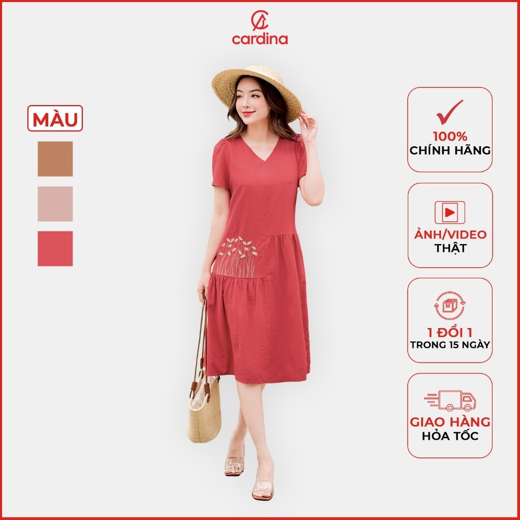 Cardina ชุดเดรสคอหัวใจคุณภาพสูงพร ้ อมรูปร ่ างอ ้ วนหลังเบี ่ ยงเบนสบาย 4VSL04