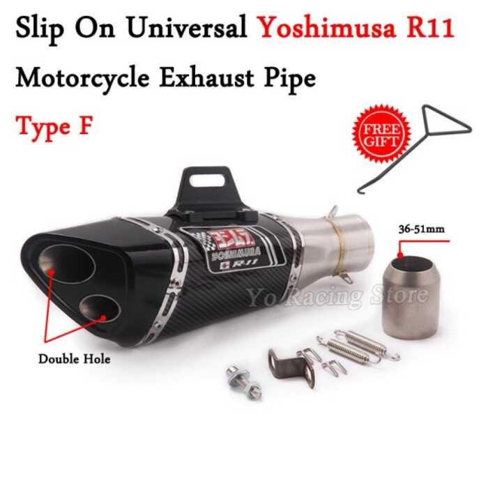 ❤ BJMOTO Universal Yoshimura R11รถจักรยานยนต์ท่อไอเสียดัดแปลงหนี