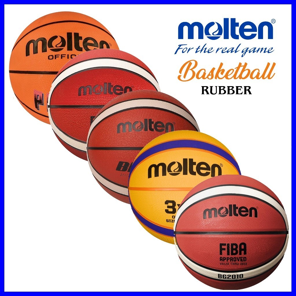 ลูกบาสเก็ตบอล Molten Bola Keranjang ขนาด 3 5 6 7 ยาง Getah LB5R LB7R BG2000 BG1600 3 X 3 BG2010