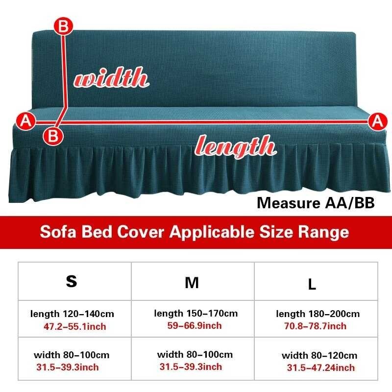Stretch Armless Futon Couch Bed Cover Skirt Sofa Slipcover Furniture Protector With Elastic Bottom