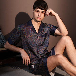 2025 ใหม่ชุดนอนผ้าซาตินชุดนอนผ้าไหมน้ําแข็งผู้ชาย