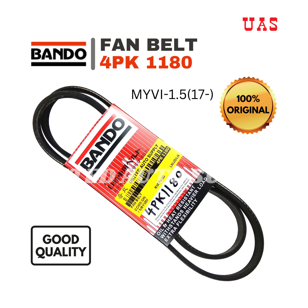 สายพานพัดลม BANDO 4pk1180 (1 ชิ้น) ใช้ได้กับ MYVI /1.5-D20N(17-)