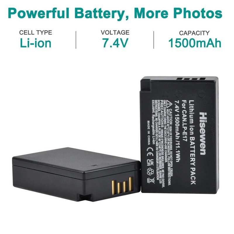 ❤️ E17แบตเตอรี่ Li-Ion สำหรับกล้อง E17 Lp-E17 1500มิลลิแอมป์ต่อชั่วโมง + ที่ชาร์จ USB แบบคู่สำห