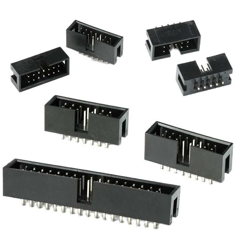 10ชิ้นตัวเชื่อมต่อ PCB Dc3 6/8/10/14/16/20/26/34/40/50P 2.54มมซ็อกเก็ตตัวผู้แบบพิทช์สองแถวตัวเชื่อมต่อ IDC