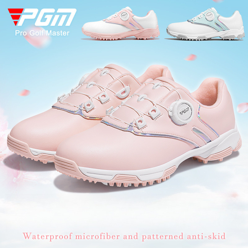 [PGM] รองเท้ากอล์ฟสุภาพสตรีกันน้ําหมุนรองเท้าหัวเข็มขัดรองเท้าผ้าใบกันลื่นกอล์ฟรองเท้าผู้หญิง XZ297 