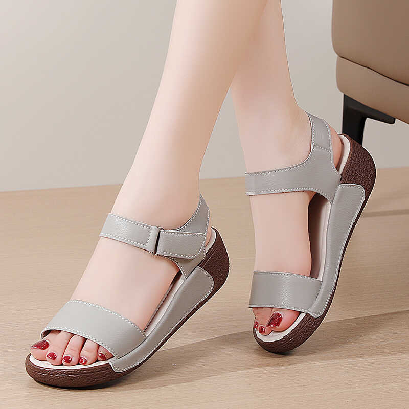 Wedges Sandals ❤ For Women Fashion Casual Wedge Sandals Leather Heightening Velcro Platform Sandals