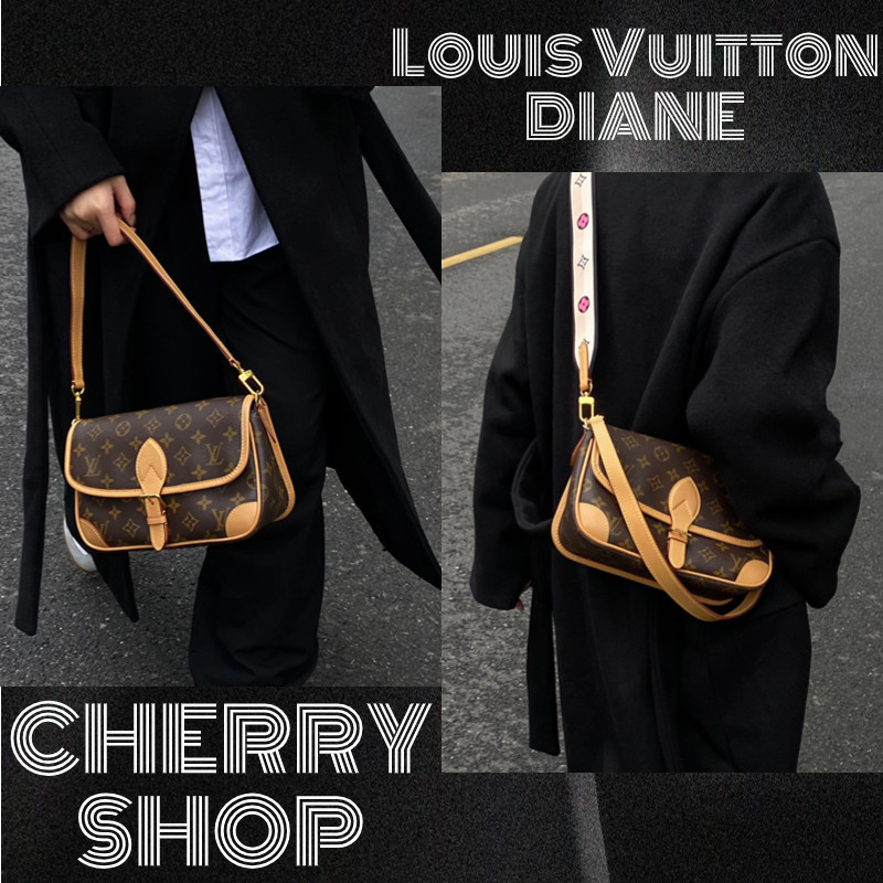 ♞หลุยส์วิตตอง แท้Louis Vuitton DIANE handbagผู้หญิง/กระเป๋าสะพายไหล่/กระเป๋าสะพายข้างLV BAG