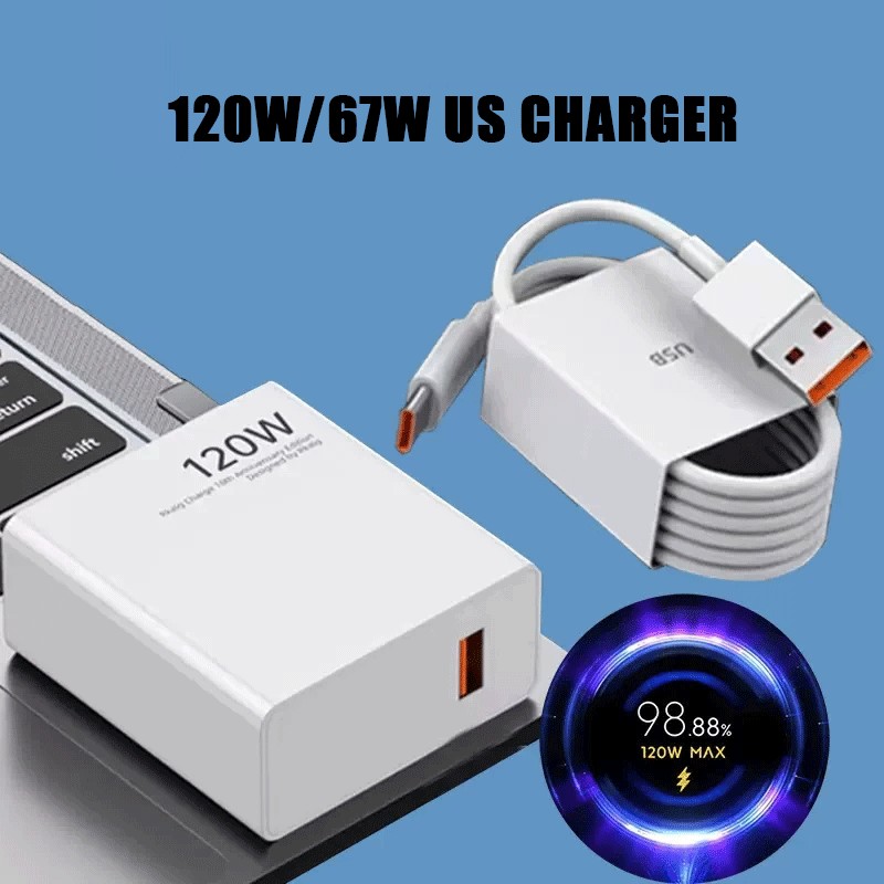 120w/67w Charger US Plug Fast Turbo Charge Adapter สําหรับ Mi Mix 4 12T 12 12S 13 Redmi K50 K60 Pro Black Shark 4s 5 Pro 5 RS