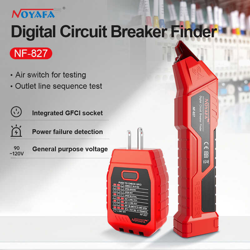 Noyafa Automatic Breaker Finder Nf-827 Fuse Socket 120V Circuit Switch Tester Electrician Diagnostic Tools