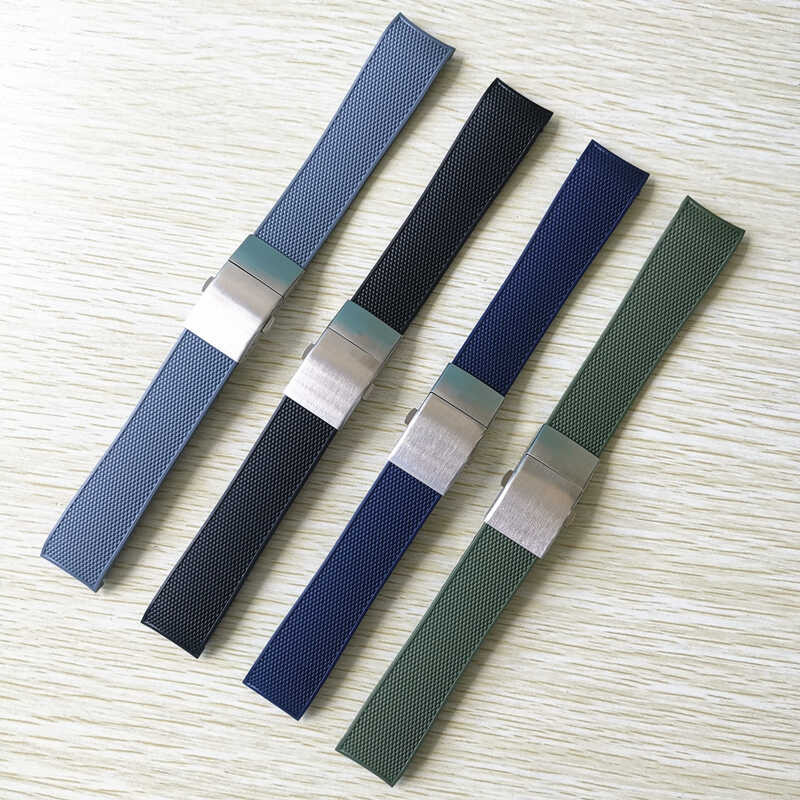 ➧ 21Mm Rubber Silicone Nylon Watch Strap Waterproof Watchband Longin Strap For Conqut Hydroconqut band