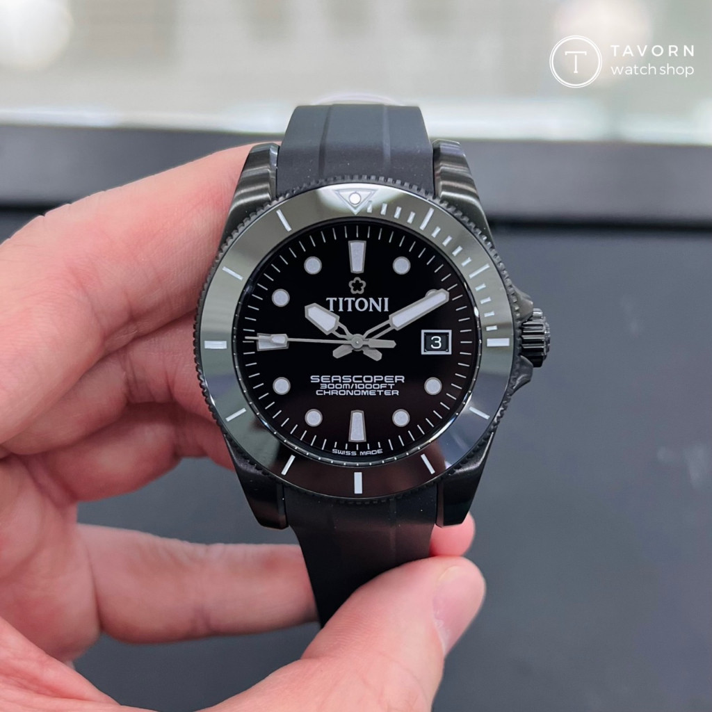 ♞นาฬิกา Titoni Luxury Gents Watch - SEASCOPER 300 รุ่น 83300 B-BK-R-716