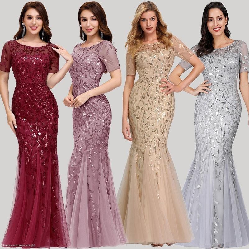 【LadyOne】Ever Pretty Mermaid Sequined Lace Elegant Long Evening Dress Party Gowns Plus Size Dresses