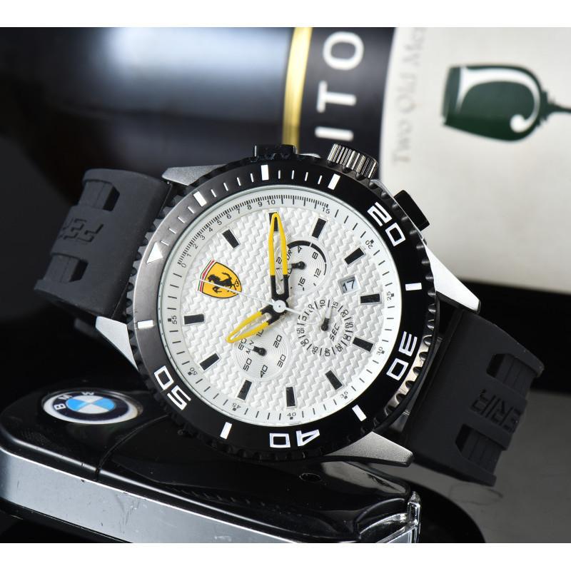 Ferrari Brand นาฬิกาข้อมือสปอร์ต สายซิลิโคน อเนกประสงค์ พร้อมปฏิทิน สําหรับผู้ชาย