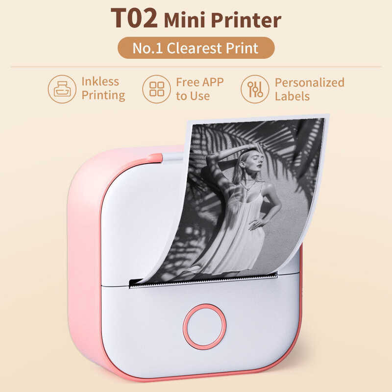 Portable Phomemo Mini Sticker Printer T02 Thermal Photo Bluetooth Wireless Phone Small Instant Pock