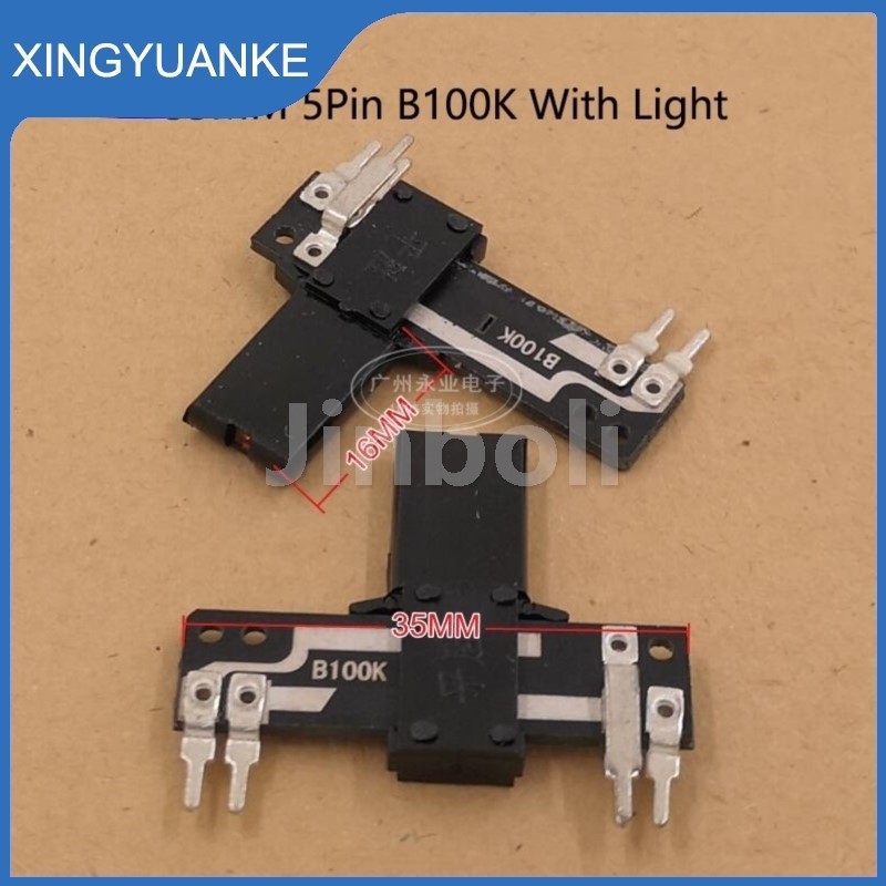 2PCS SC158N 35 มม.ตรงสไลด์ Potentiometer Resistor B100K สีแดงเดี่ยว 5Pins Mixer Fader 100K Ohm Handle ความยาว 16 มม.