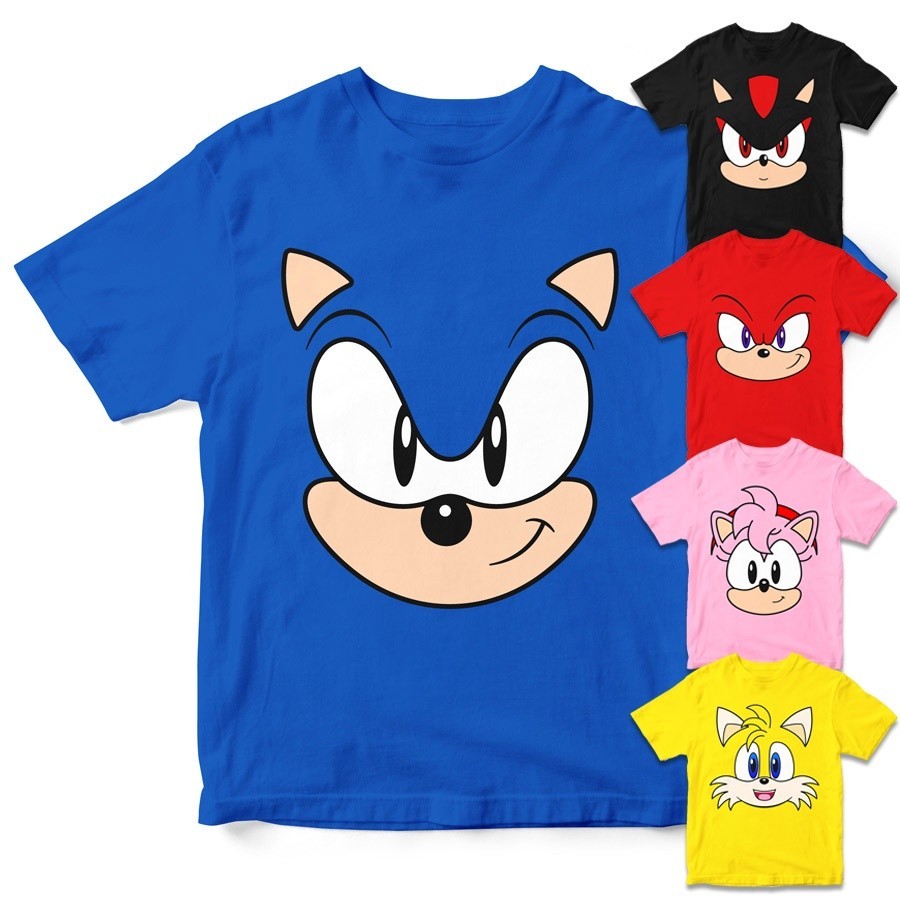 (ผ้าฝ้าย 100%) Sonic the Hedgehog Amy Rose Knuckles Tails Shadow เสื้อยืดเด็กชาย Baju