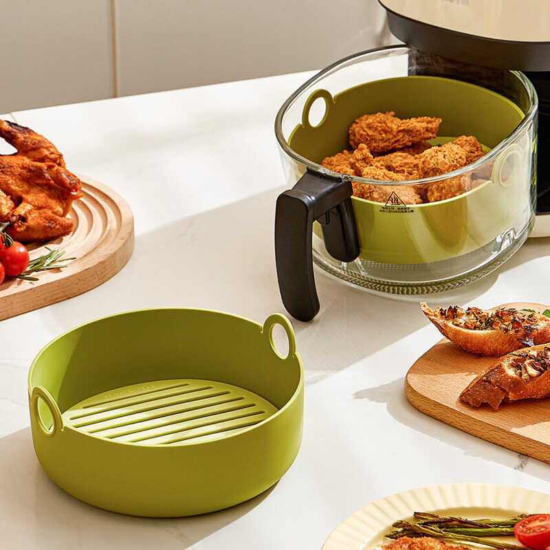 Air Fryer Silicone Liners, Reusable Air Fryer Silicone Pot, Air Fryer Basket With Round Silicone M