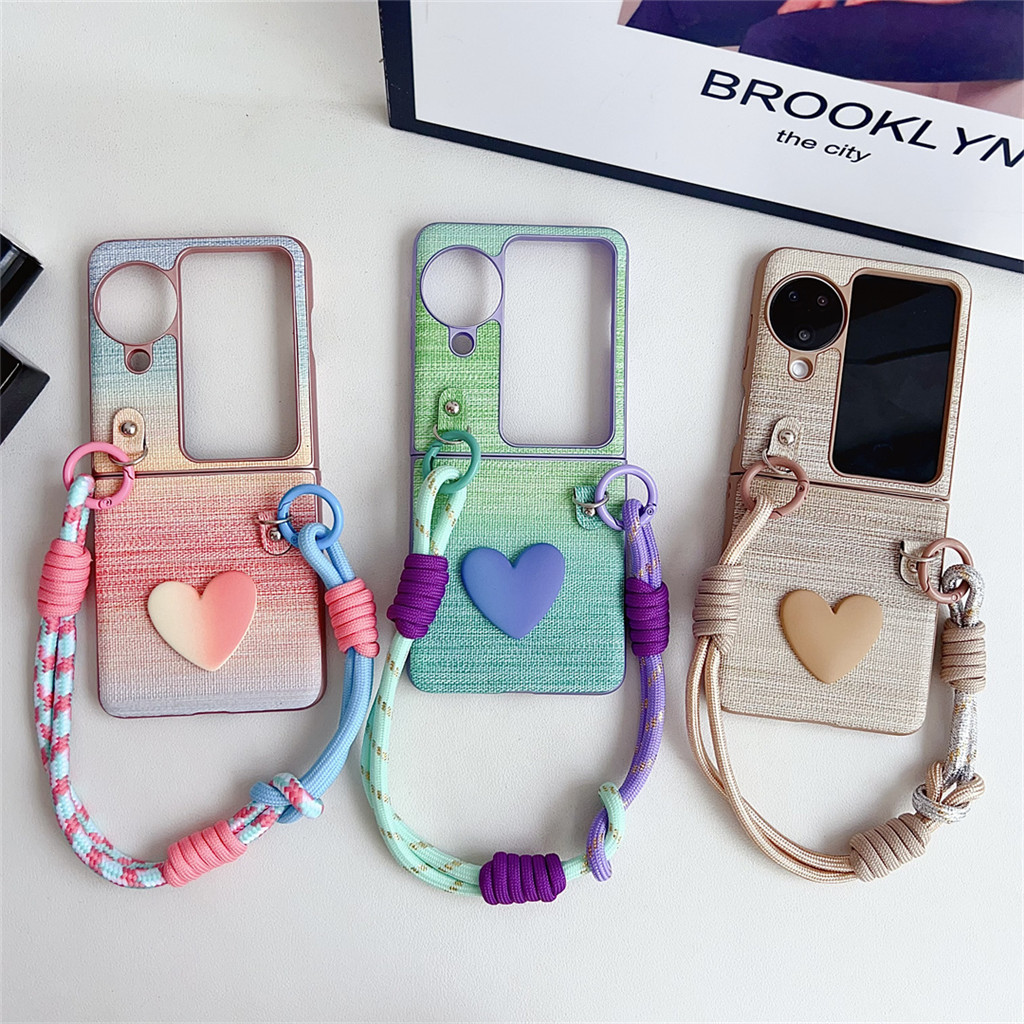 หรูหราเกาหลีสีสัน Love Heart แบบพกพาเชือกสําหรับ OPPO N3Flip N3 Flip N3Flip N2Flip N2 Flip N2Flip กั