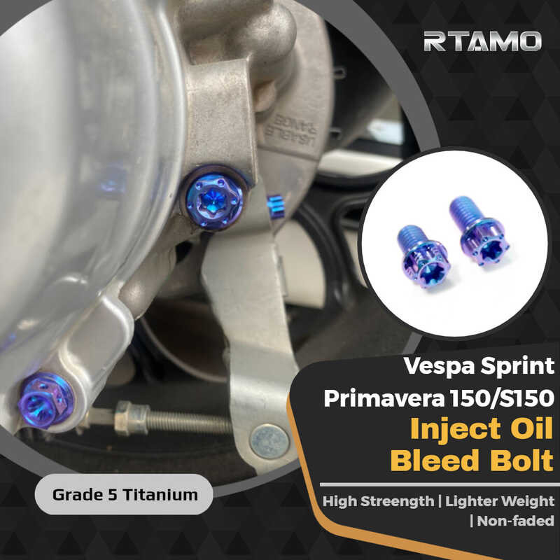 RTAMO | Vespa Sprint Primavera 150/S150 Grade 5 Titanium Alloy Inject Oil Bleed Mounted Bolt 2 Type